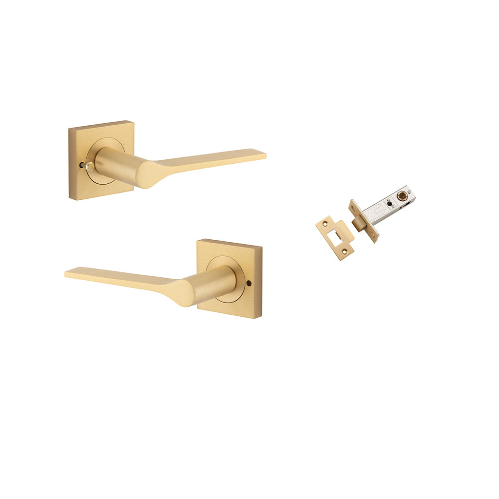 Como Lever - Square Rose Brushed Brass / Privacy / Inbuilt Privacy Kit
