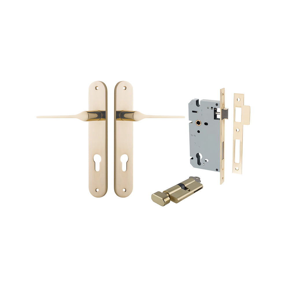 Como Lever - Oval Backplate Polished Brass / Entrance / Entrance Kit (Key-Thumb)