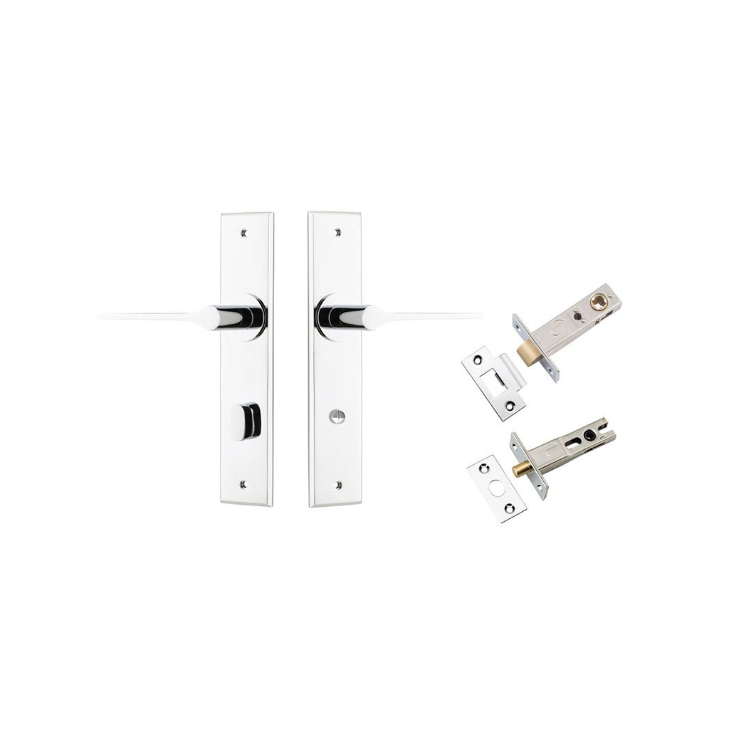 Como Lever - Chamfered Backplate Polished Chrome / Privacy / Separate Privacy Kit