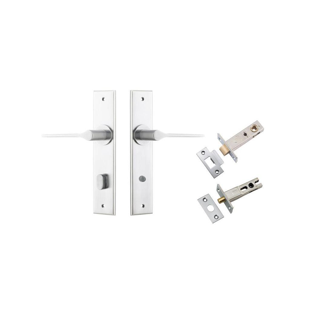 Como Lever - Chamfered Backplate Brushed Chrome / Privacy / Separate Privacy Kit