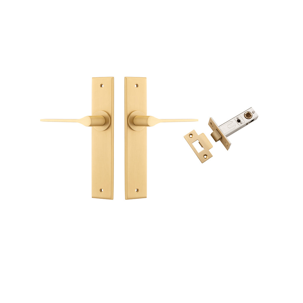 Como Lever - Chamfered Backplate Brushed Brass / Passage / Passage Kit