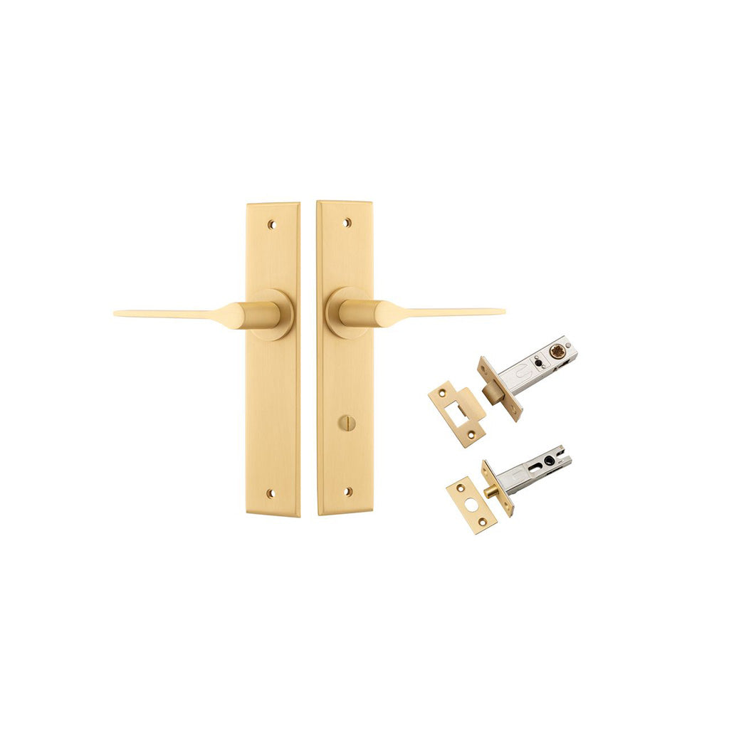 Como Lever - Chamfered Backplate Brushed Brass / Privacy / Separate Privacy Kit