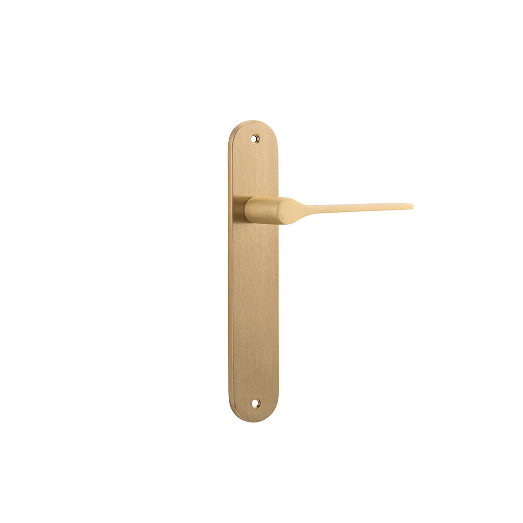 Como Lever - Oval Backplate Brushed Brass / Passage / Lever Set Only