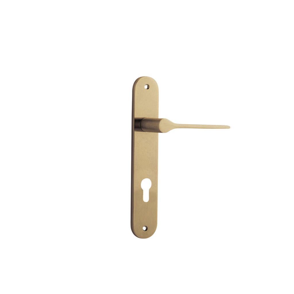 Como Lever - Oval Backplate Brushed Brass / Entrance / Lever Set Only