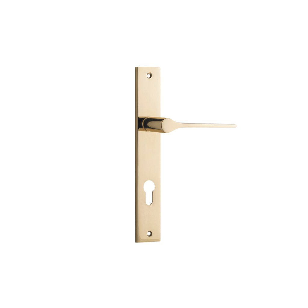 Como Lever - Rectangular Backplate Polished Brass / Entrance / Lever Set Only