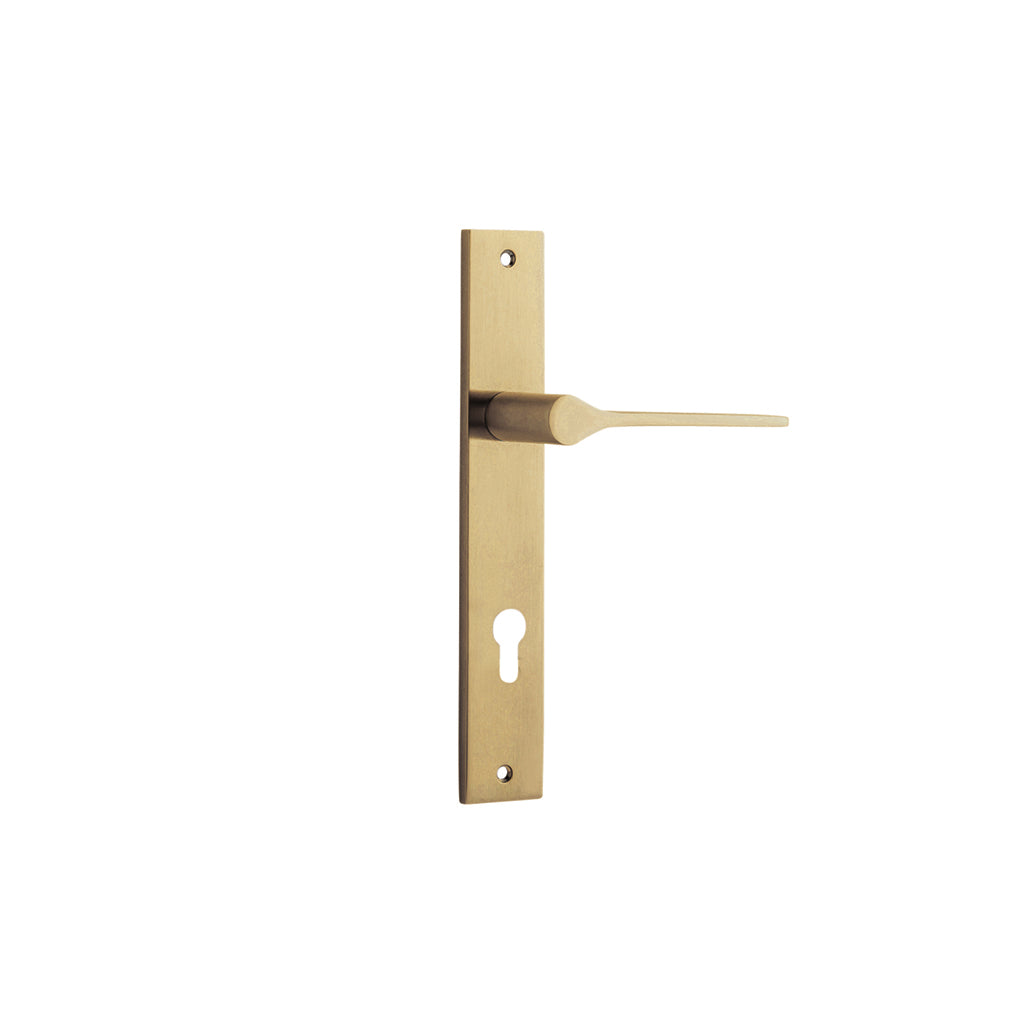 Como Lever - Rectangular Backplate Brushed Brass / Entrance / Lever Set Only