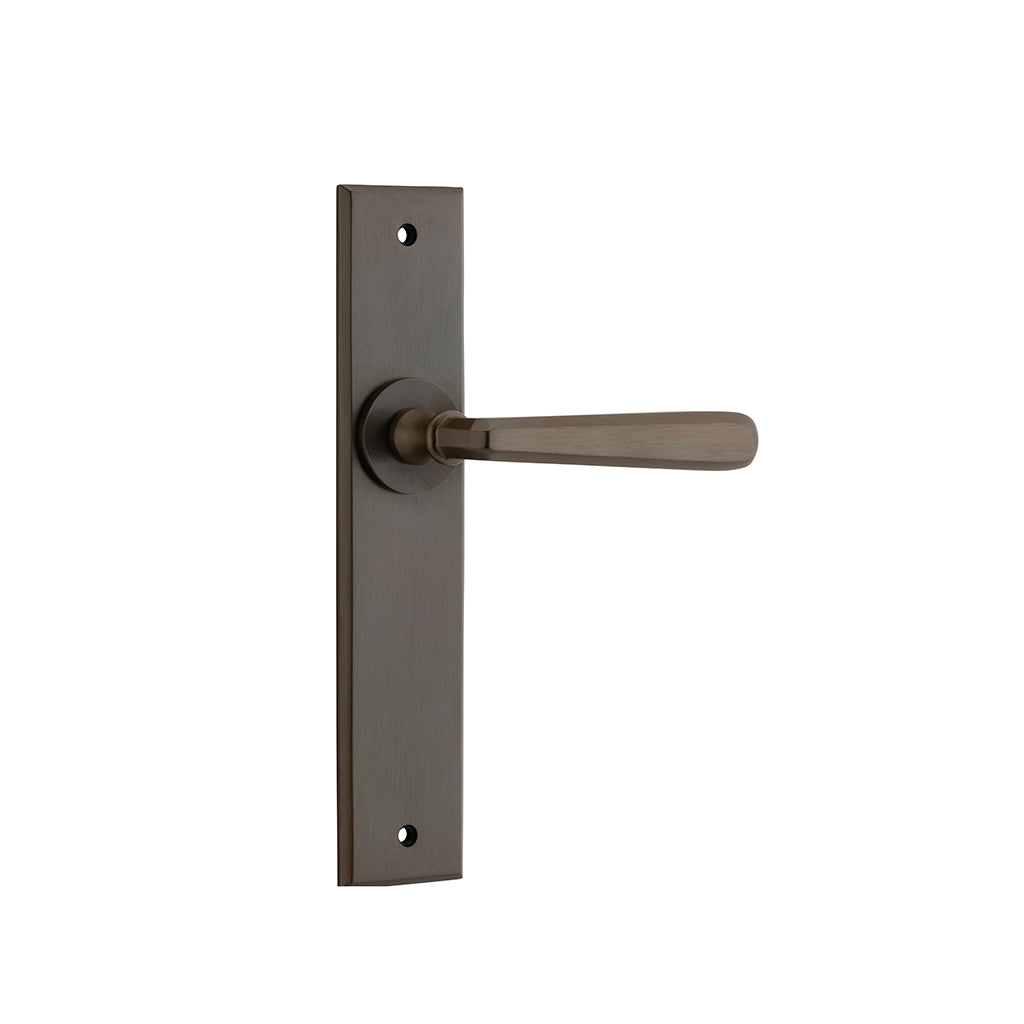 Copenhagen Lever - Chamfered Backplate Signature Brass / Passage / Lever Set Only