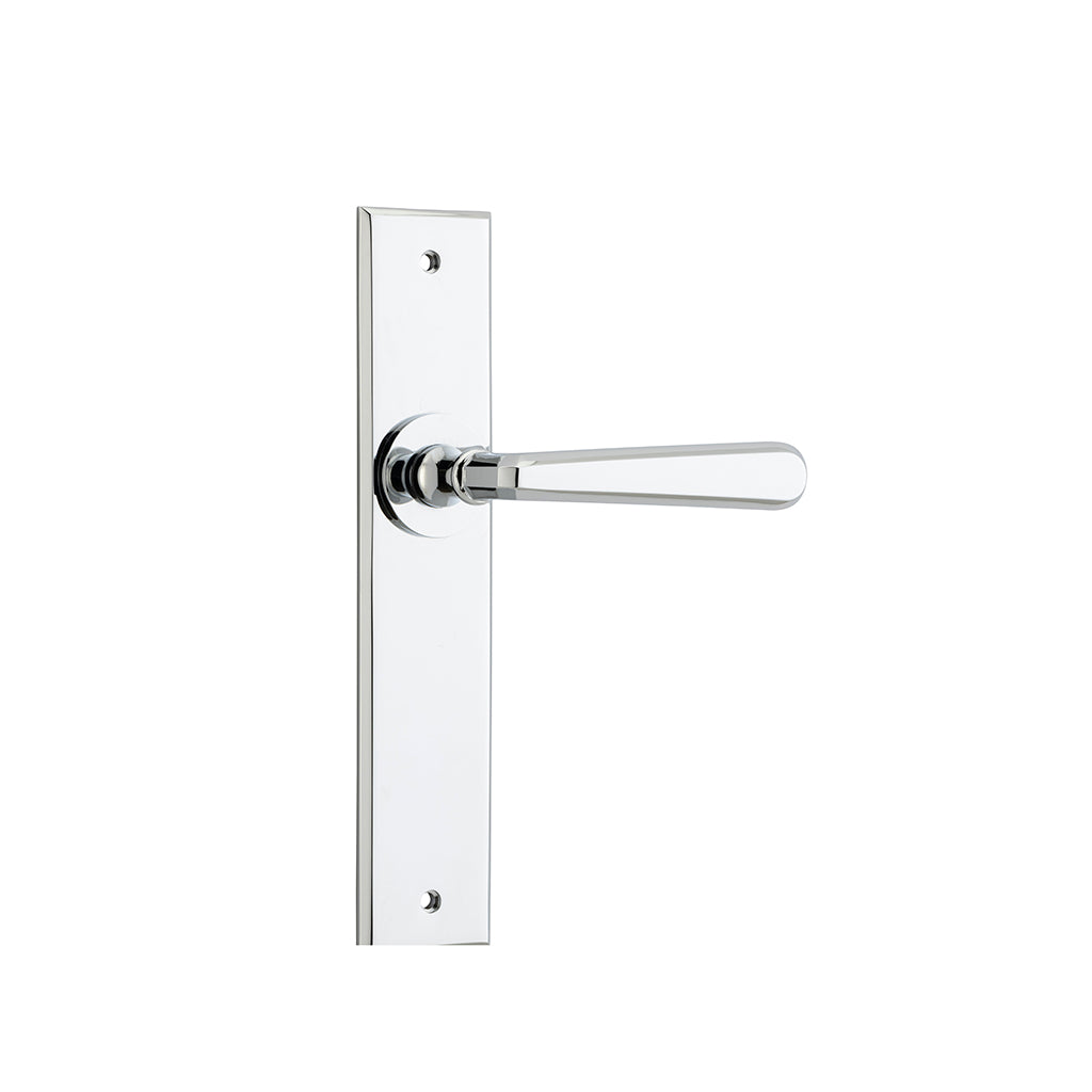 Copenhagen Lever - Chamfered Backplate Polished Chrome / Passage / Lever Set Only