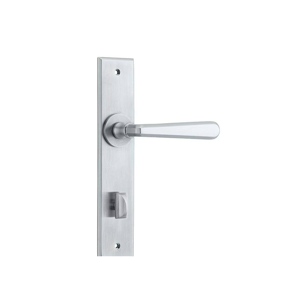Copenhagen Lever - Chamfered Backplate Brushed Chrome / Privacy / Lever Set Only