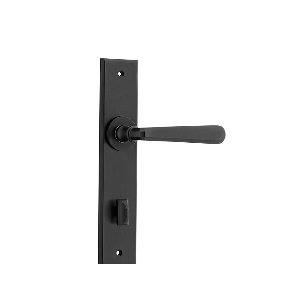 Copenhagen Lever - Chamfered Backplate Matt Black / Privacy / Lever Set Only