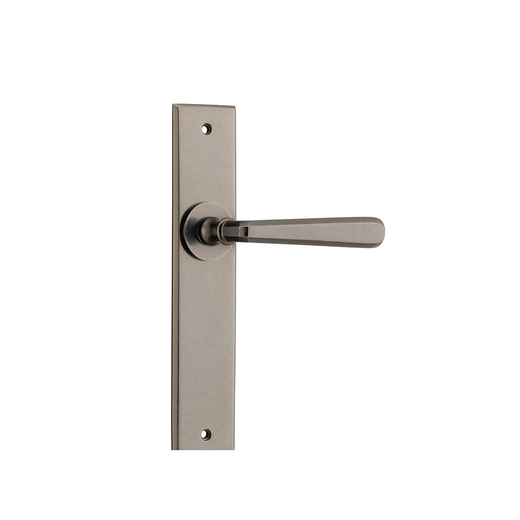Copenhagen Lever - Chamfered Backplate Distressed Nickel / Passage / Lever Set Only