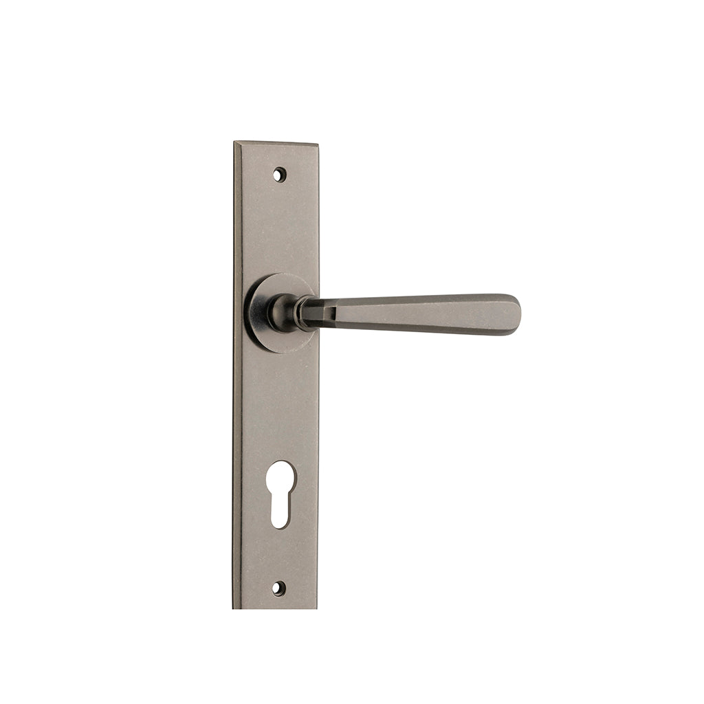 Copenhagen Lever - Chamfered Backplate Distressed Nickel / Entrance / Lever Set Only
