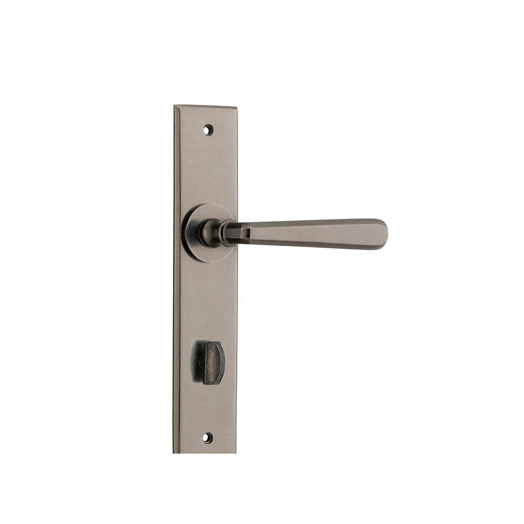 Copenhagen Lever - Chamfered Backplate Distressed Nickel / Privacy / Lever Set Only
