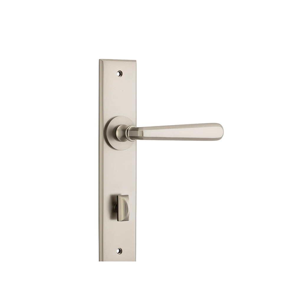 Copenhagen Lever - Chamfered Backplate Satin Nickel / Privacy / Lever Set Only