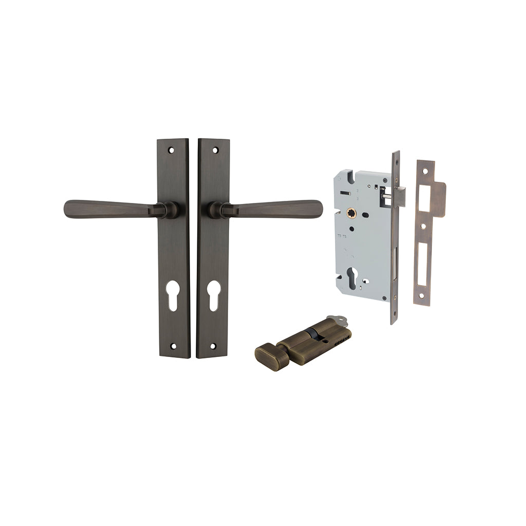 Copenhagen Lever - Rectangular Backplate Signature Brass / Entrance / Entrance Kit (Key-Thumb)
