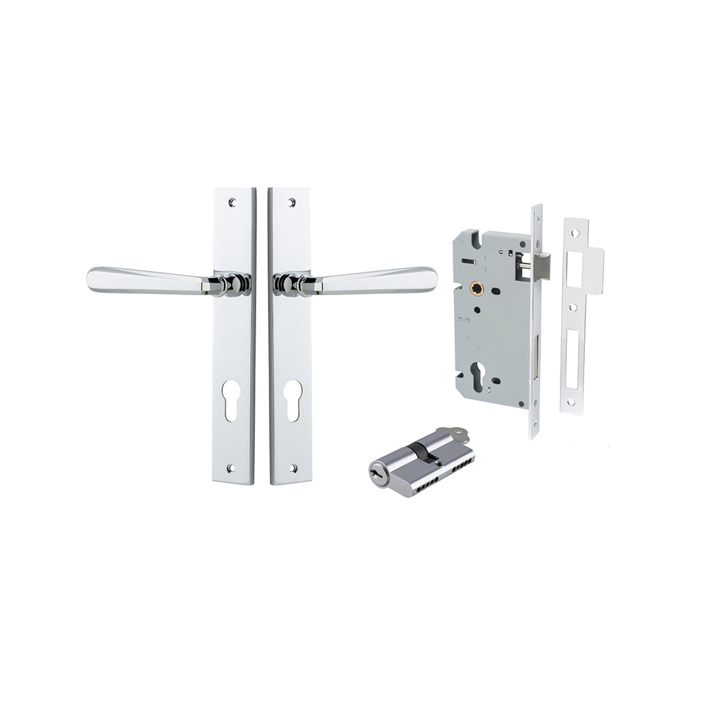 Copenhagen Lever - Rectangular Backplate Polished Chrome / Entrance / Entrance Kit Dual Function (Key-Key)