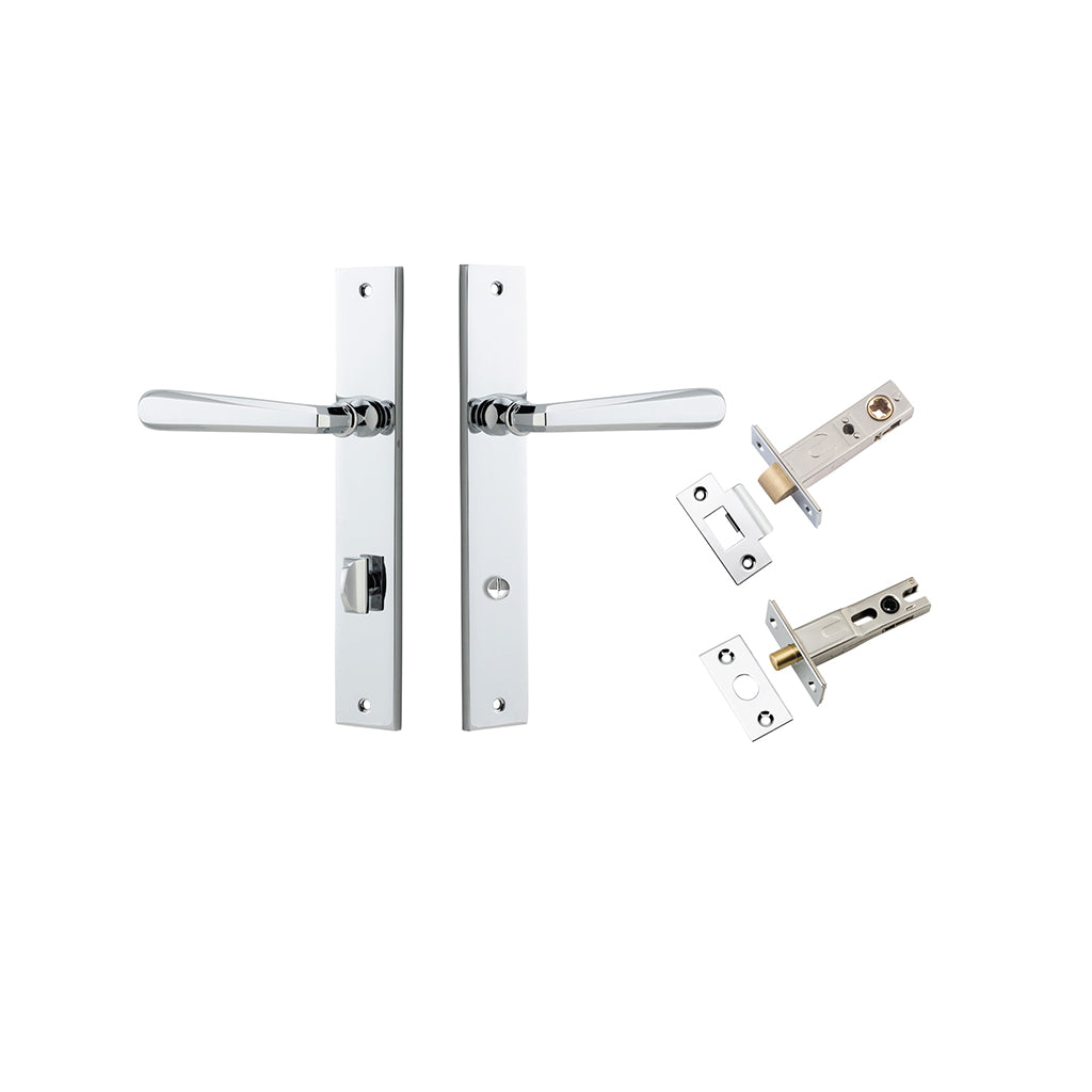 Copenhagen Lever - Rectangular Backplate Polished Chrome / Privacy / Separate Privacy Kit