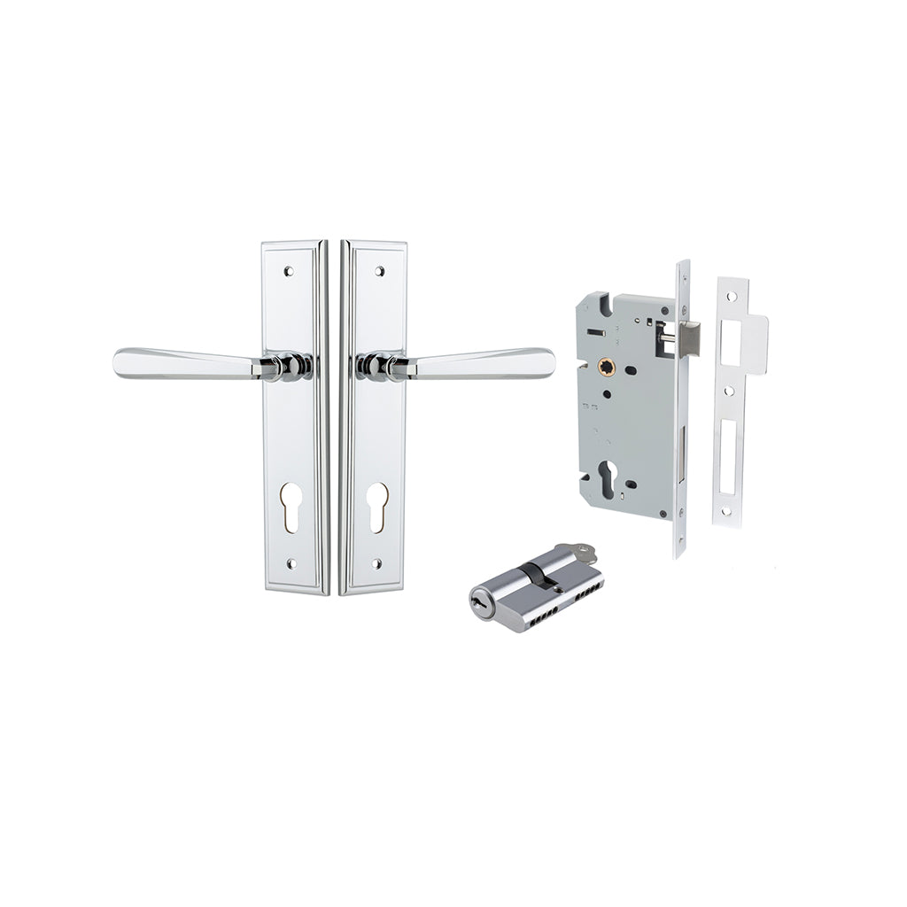 Copenhagen Lever - Stepped Backplate Polished Chrome / Entrance / Entrance Kit Dual Function (Key-Key)