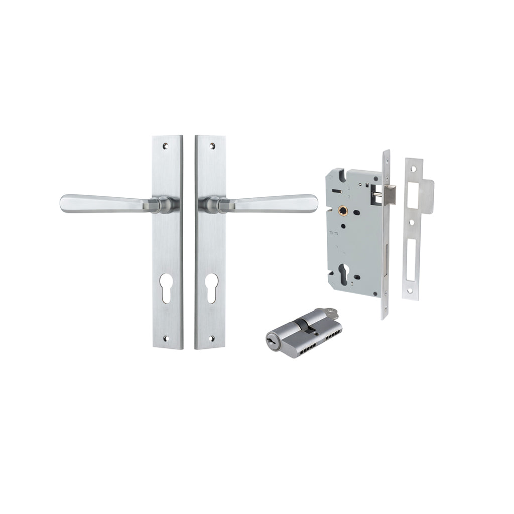 Copenhagen Lever - Rectangular Backplate Brushed Chrome / Entrance / Entrance Kit Dual Function (Key-Key)
