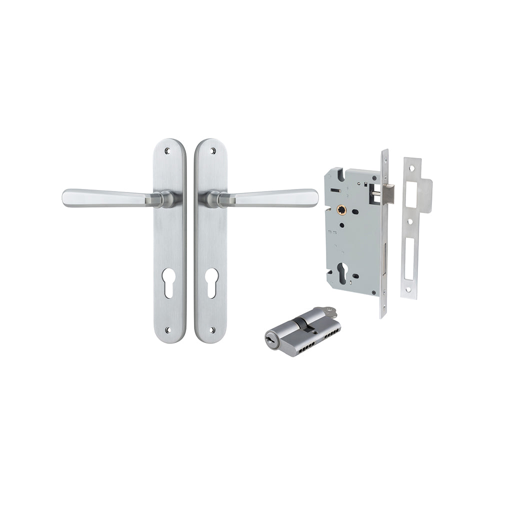 Copenhagen Lever - Oval Backplate Brushed Chrome / Entrance / Entrance Kit Dual Function (Key-Key)