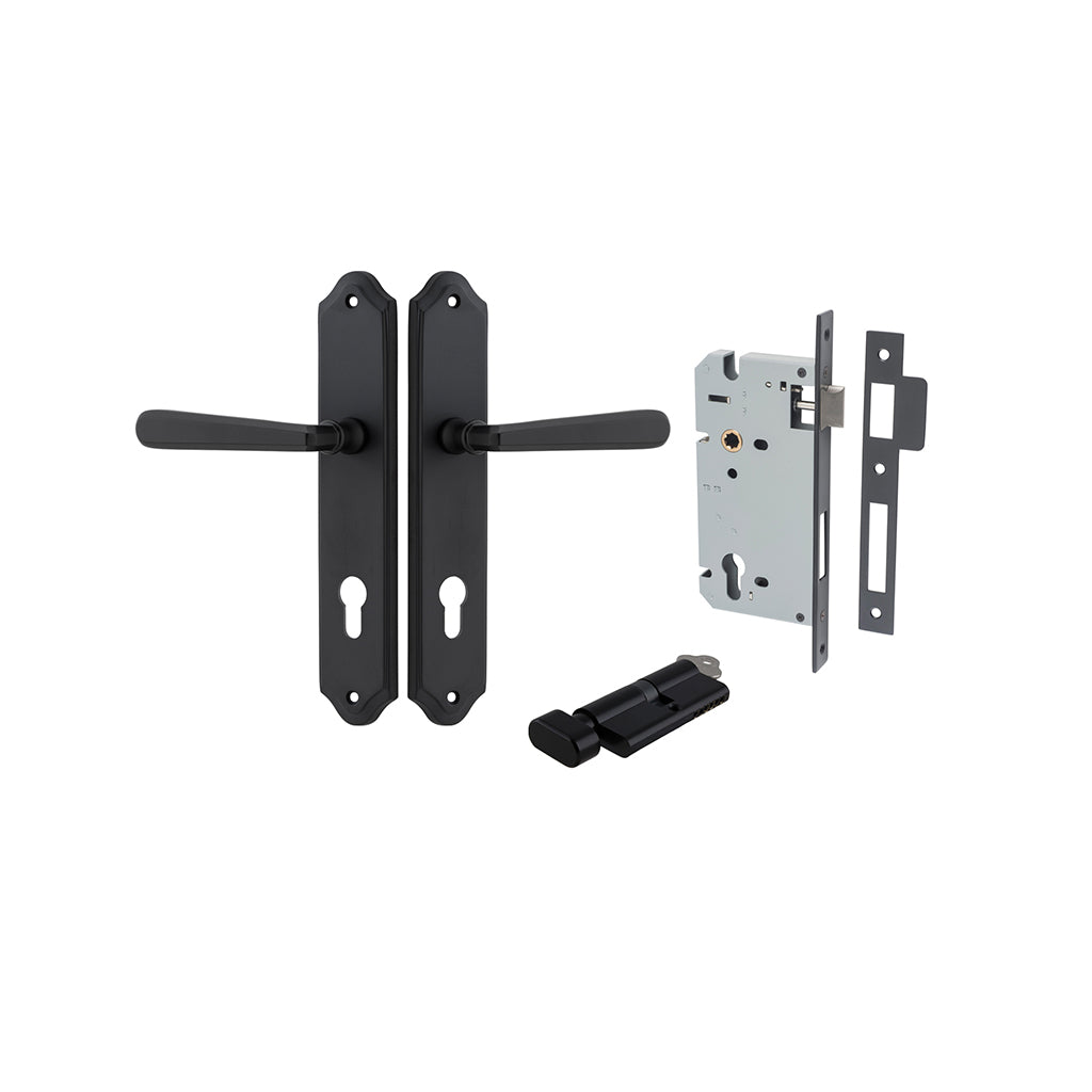 Copenhagen Lever - Shouldered Backplate Matt Black / Entrance / Entrance Kit (Key-Thumb)