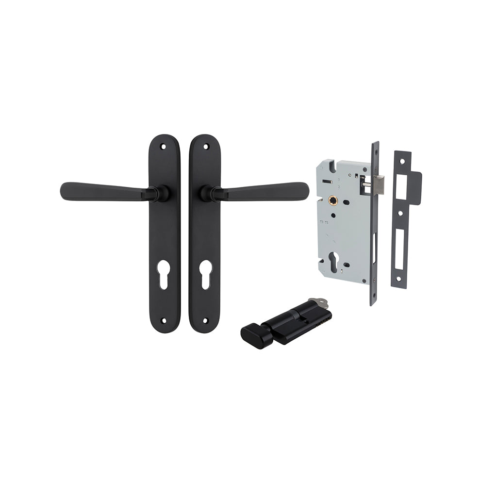 Copenhagen Lever - Oval Backplate Matt Black / Entrance / Entrance Kit (Key-Thumb)