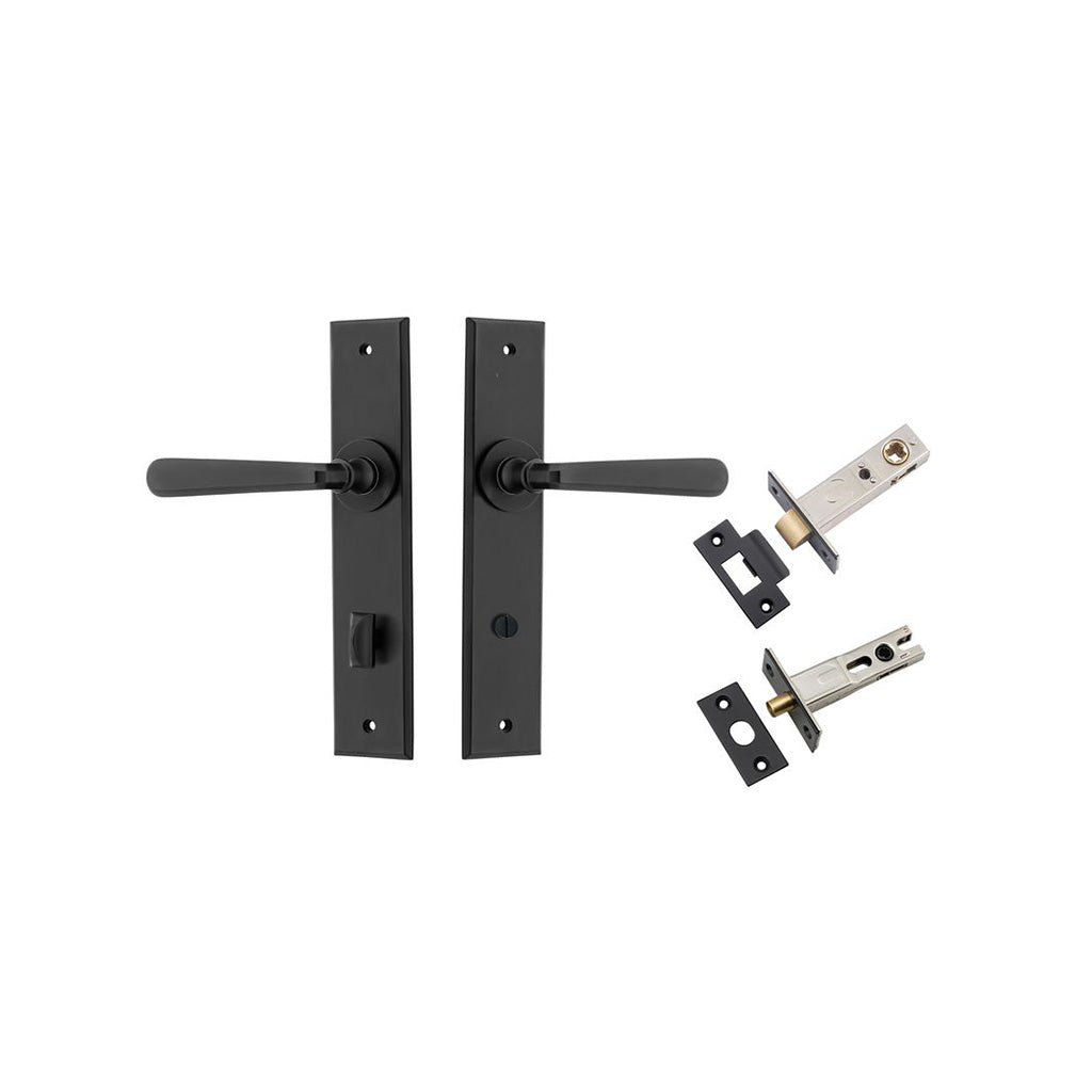 Copenhagen Lever - Chamfered Backplate Matt Black / Privacy / Separate Privacy Kit