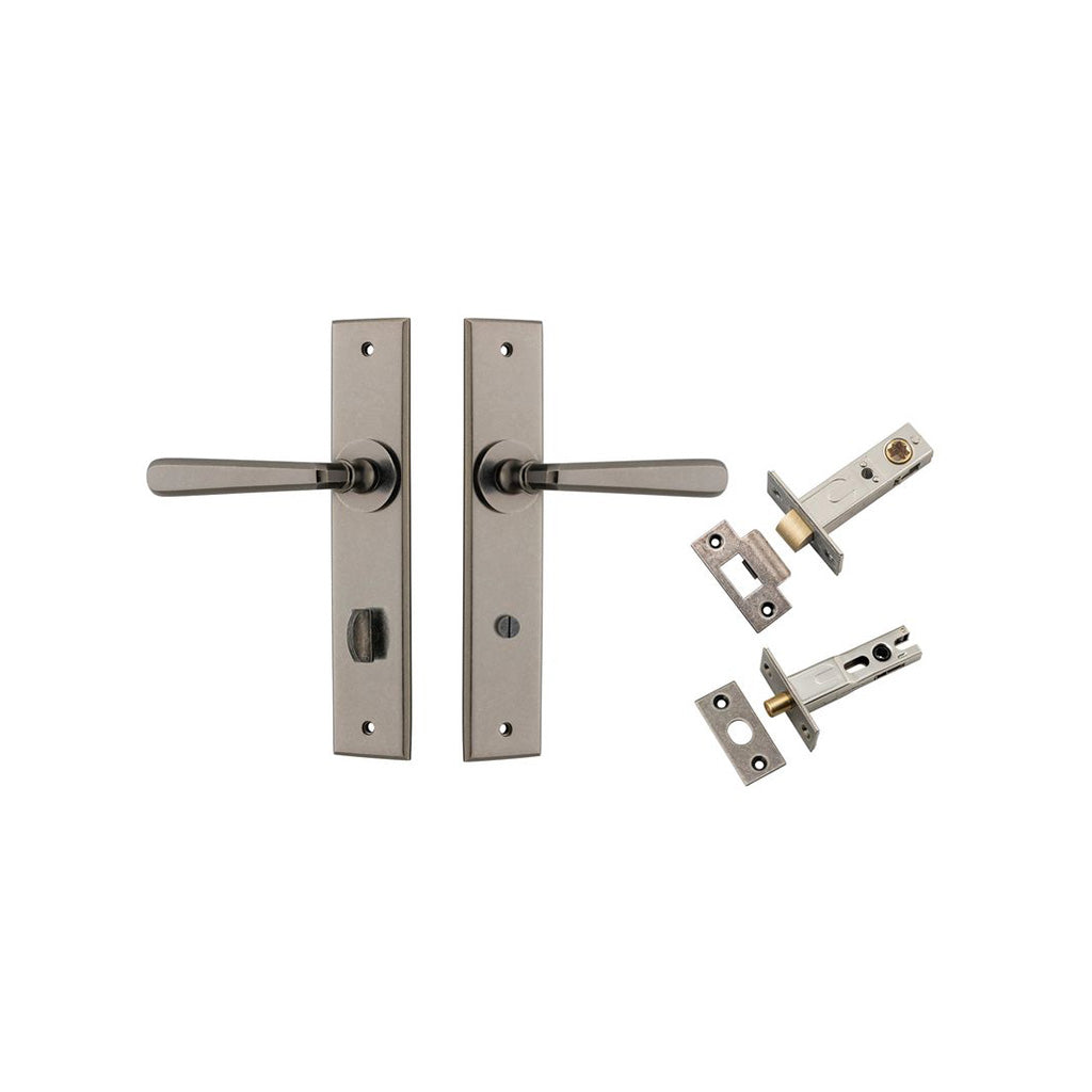 Copenhagen Lever - Chamfered Backplate Distressed Nickel / Privacy / Separate Privacy Kit
