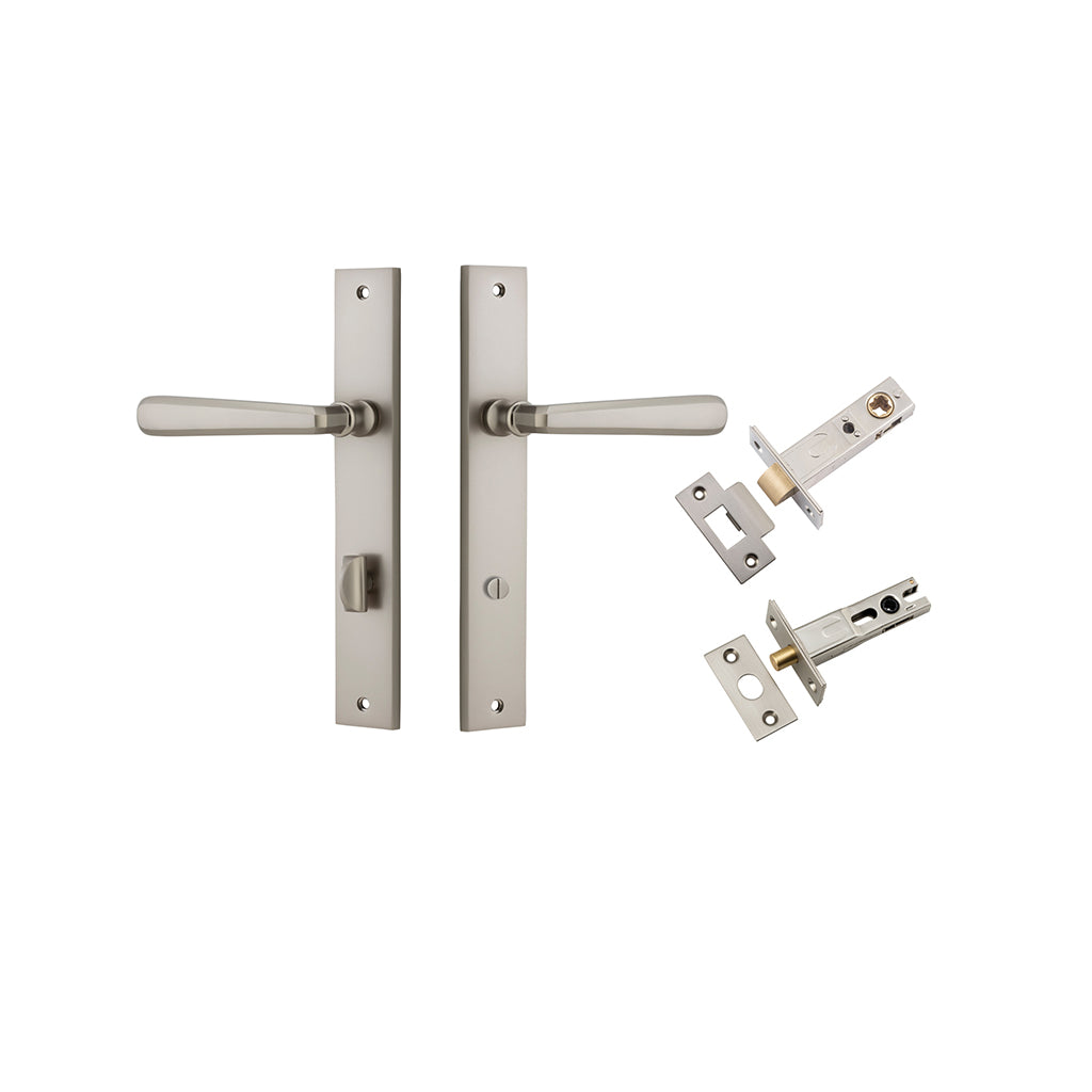 Copenhagen Lever - Rectangular Backplate Satin Nickel / Privacy / Separate Privacy Kit