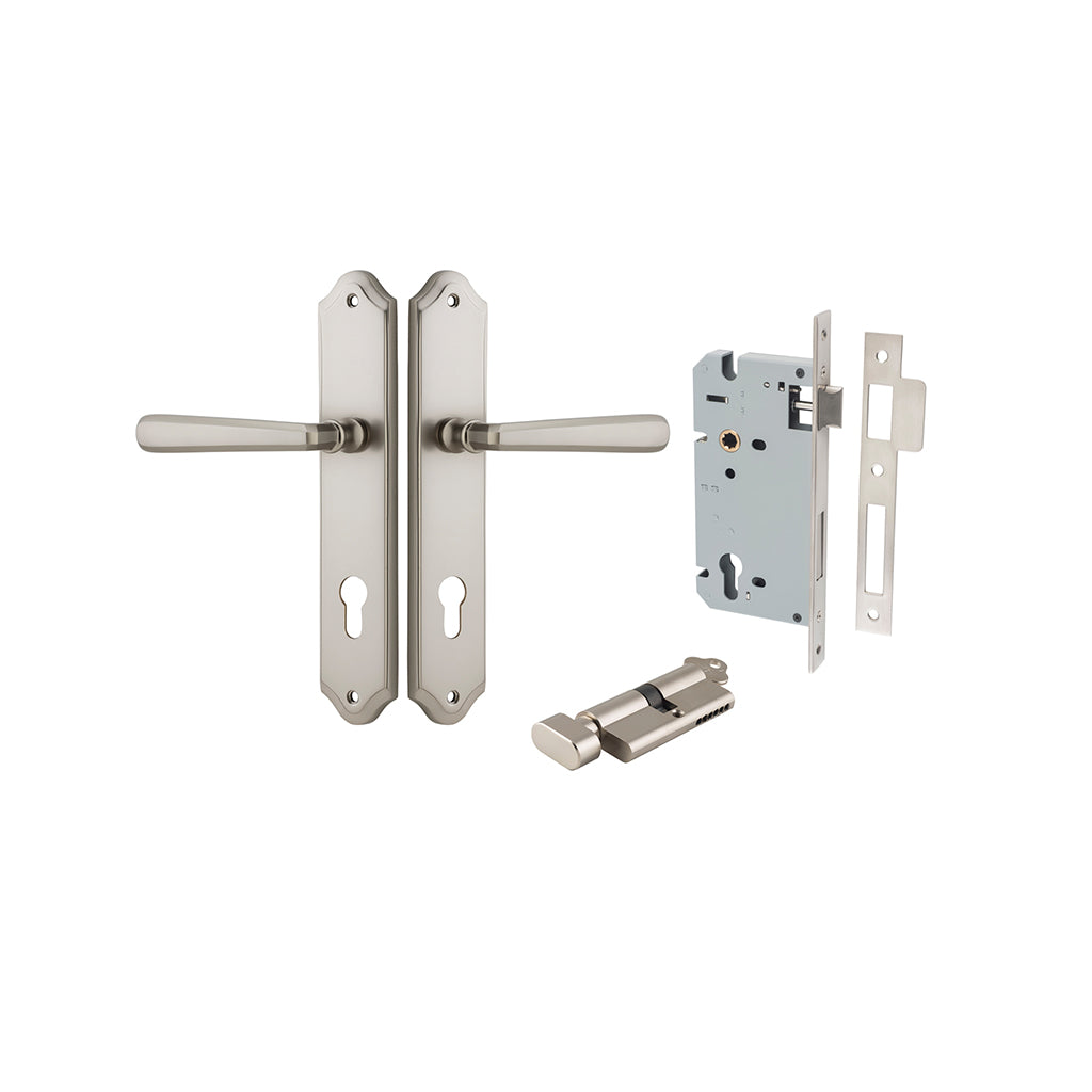 Copenhagen Lever - Shouldered Backplate Satin Nickel / Entrance / Entrance Kit (Key-Thumb)