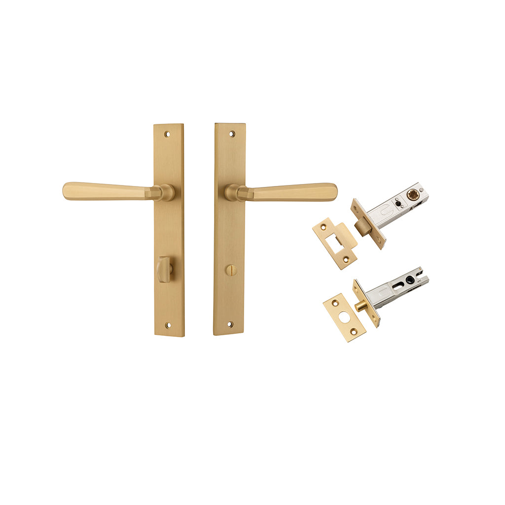 Copenhagen Lever - Rectangular Backplate Brushed Brass / Privacy / Separate Privacy Kit