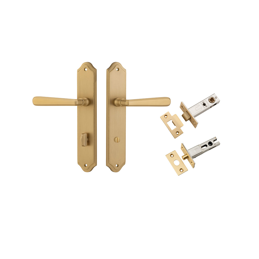 Copenhagen Lever - Shouldered Backplate Brushed Brass / Privacy / Separate Privacy Kit