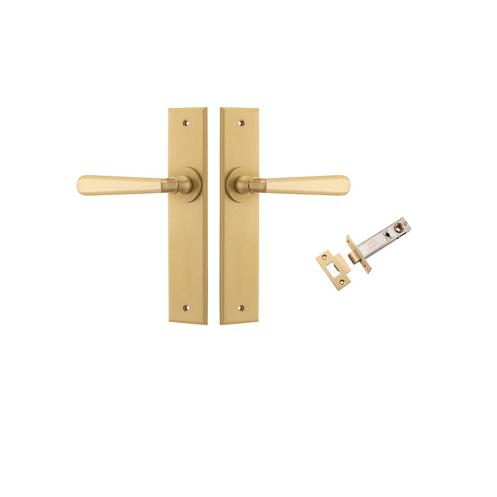 Copenhagen Lever - Chamfered Backplate Brushed Brass / Passage / Passage Kit