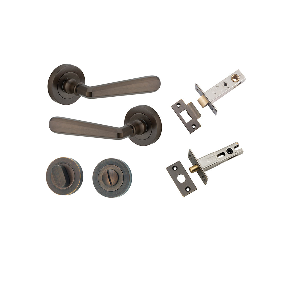 Copenhagen Lever - Round Rose Signature Brass / Privacy / Separate Privacy Kit