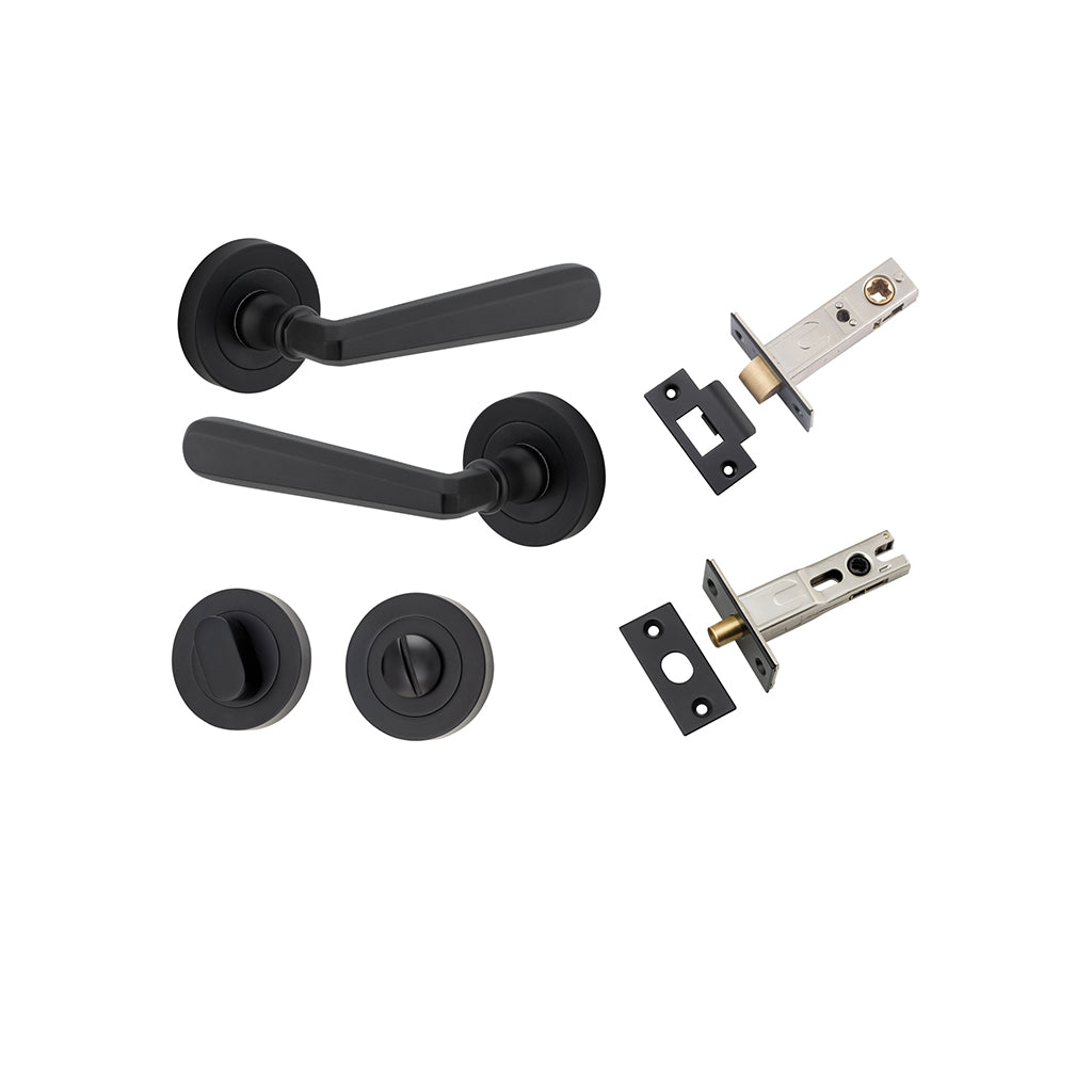 Copenhagen Lever - Round Rose Matt Black / Privacy / Separate Privacy Kit