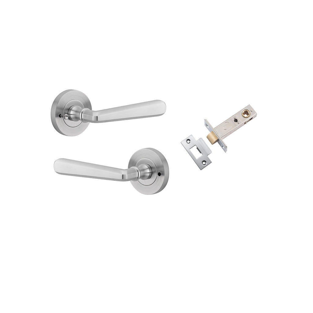 Copenhagen Lever - Round Rose Brushed Chrome / Privacy / Inbuilt Privacy Kit