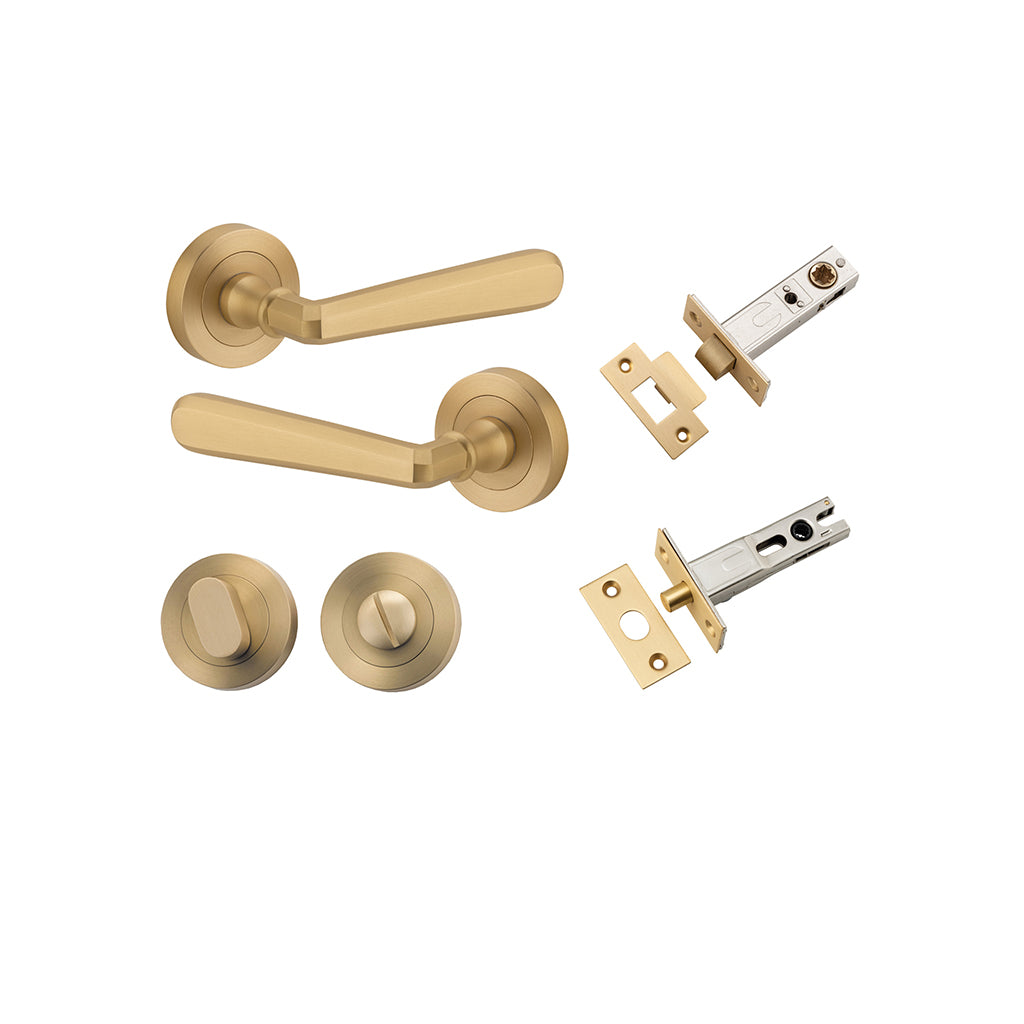 Copenhagen Lever - Round Rose Brushed Brass / Privacy / Separate Privacy Kit