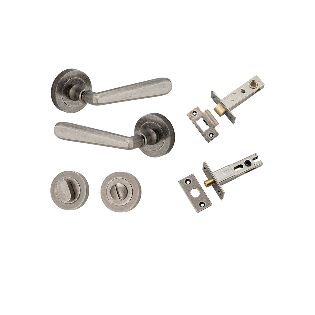 Copenhagen Lever - Round Rose Distressed Nickel / Privacy / Separate Privacy Kit
