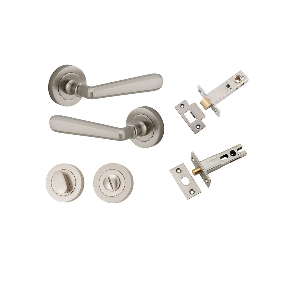 Copenhagen Lever - Round Rose Satin Nickel / Privacy / Separate Privacy Kit