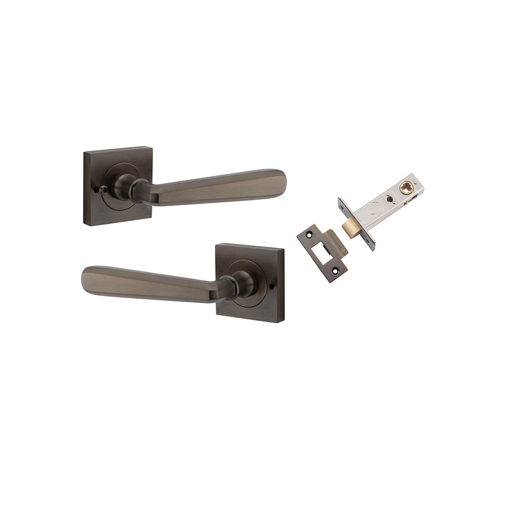 Copenhagen Lever - Square Rose Signature Brass / Privacy / Inbuilt Privacy Kit
