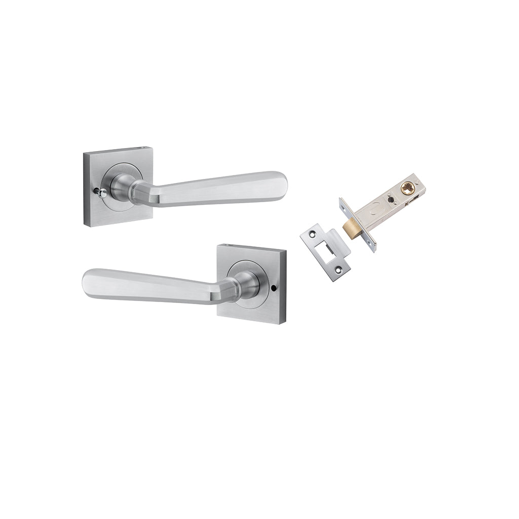 Copenhagen Lever - Square Rose Brushed Chrome / Privacy / Inbuilt Privacy Kit