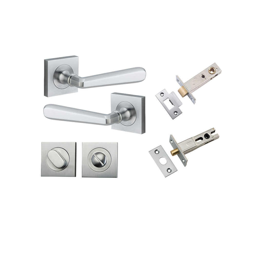 Copenhagen Lever - Square Rose Brushed Chrome / Privacy / Separate Privacy Kit