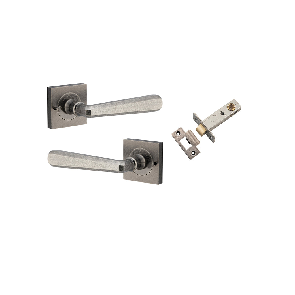 Copenhagen Lever - Square Rose Distressed Nickel / Privacy / Inbuilt Privacy Kit