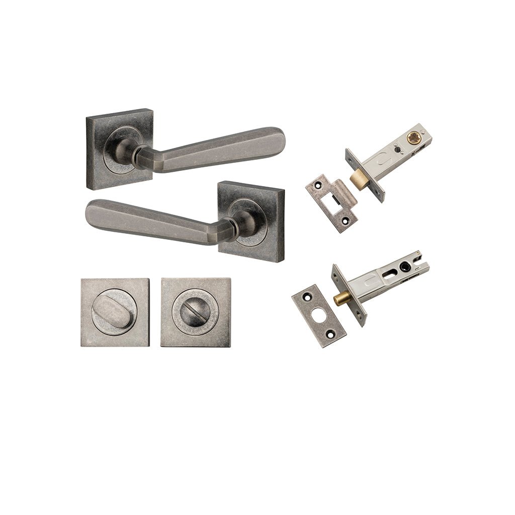 Copenhagen Lever - Square Rose Distressed Nickel / Privacy / Separate Privacy Kit