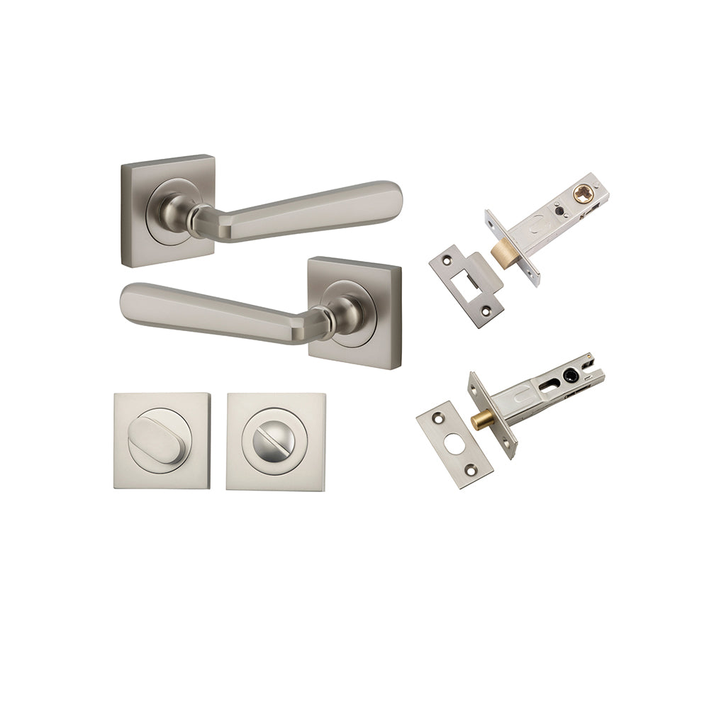 Copenhagen Lever - Square Rose Satin Nickel / Privacy / Separate Privacy Kit
