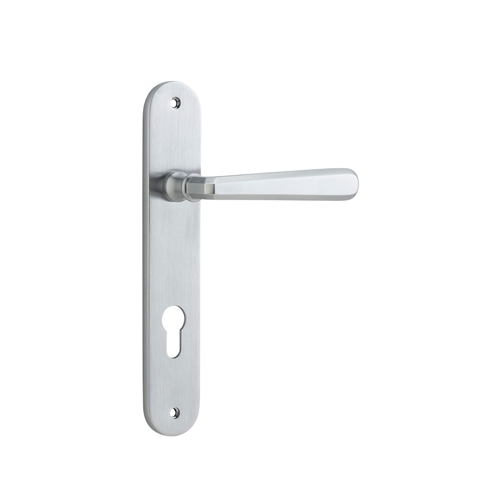 Copenhagen Lever - Oval Backplate Brushed Chrome / Entrance / Lever Set Only