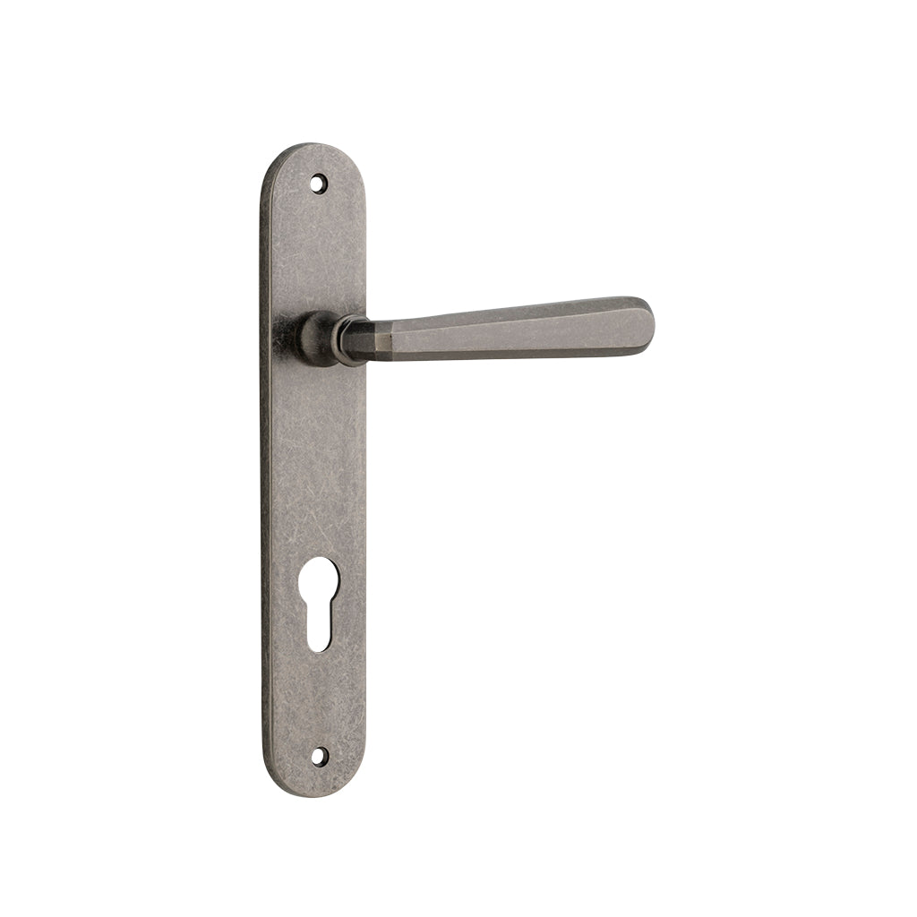 Copenhagen Lever - Oval Backplate Distressed Nickel / Entrance / Lever Set Only
