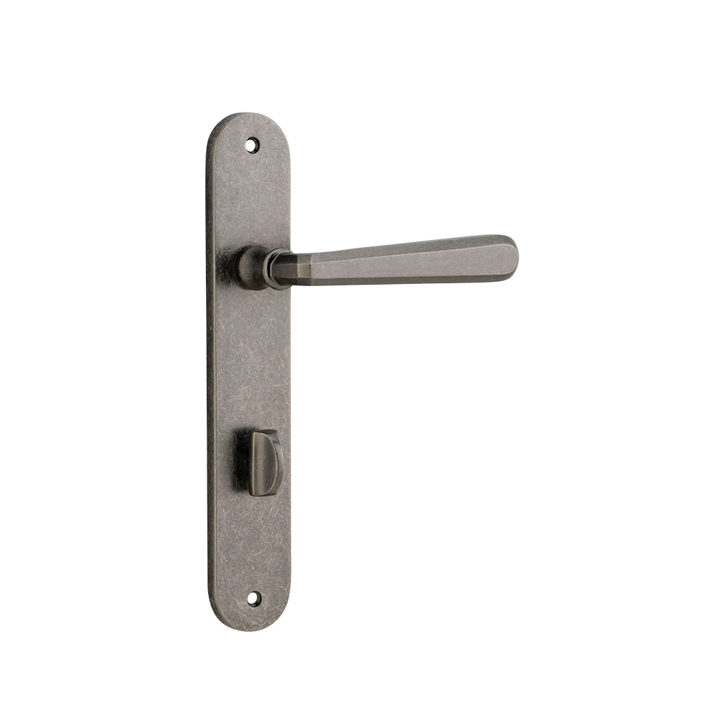 Copenhagen Lever - Oval Backplate Distressed Nickel / Privacy / Lever Set Only