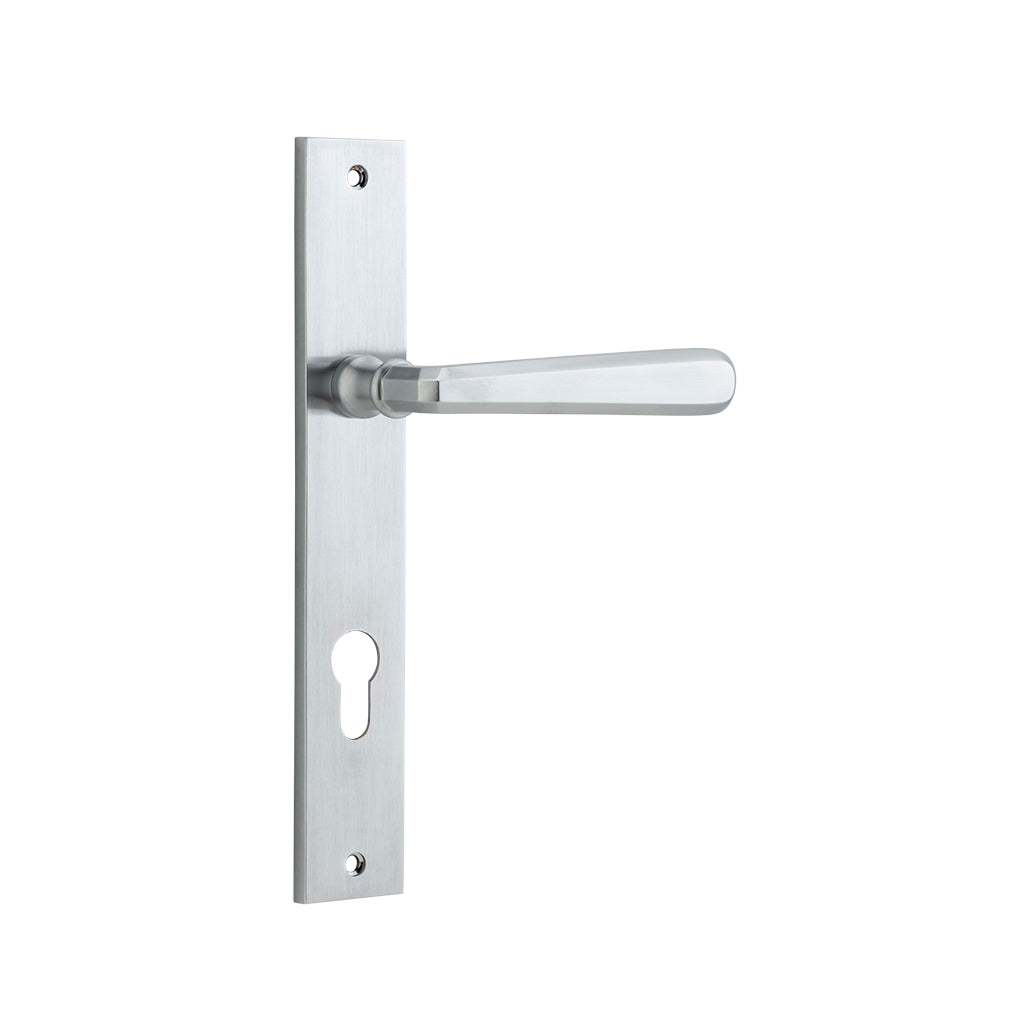 Copenhagen Lever - Rectangular Backplate Brushed Chrome / Entrance / Lever Set Only