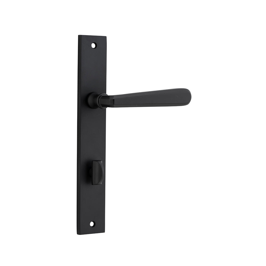 Copenhagen Lever - Rectangular Backplate Matt Black / Privacy / Lever Set Only